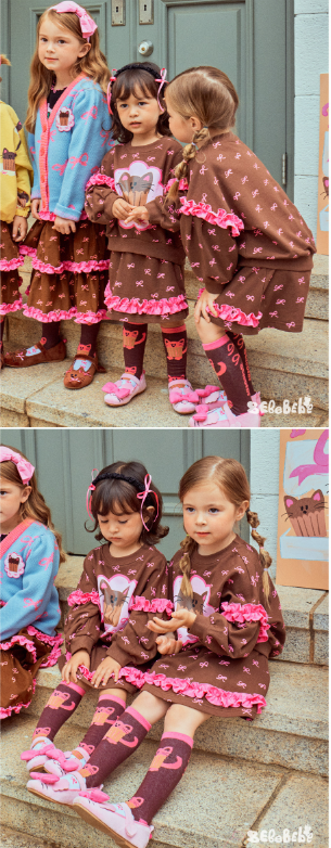 BEBEBEBE FALL Ribbon cat cupcake frill training SET (BROWN)