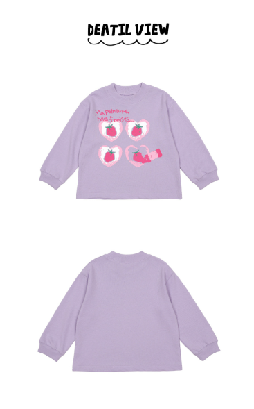 BEBEBEBE FALL Doodle heart strawberry t-shirt (LAVENDER)