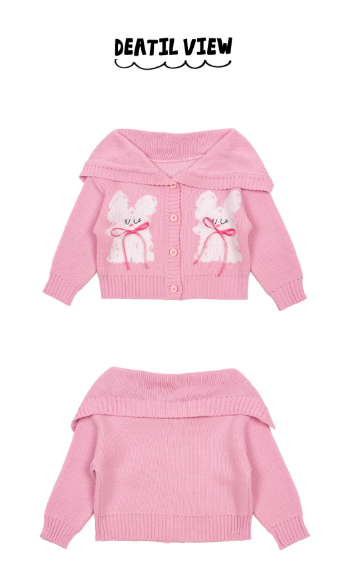 BEBEBEBE FALL Ribbon collar knit cardigan (PINK)