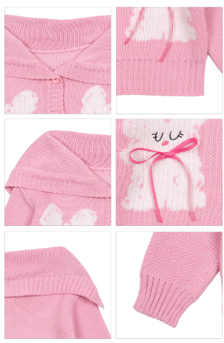 BEBEBEBE FALL Ribbon collar knit cardigan (PINK)