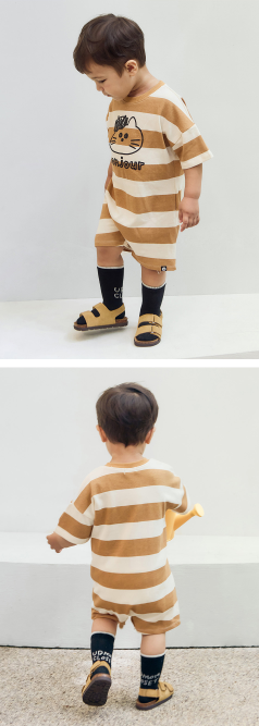 UBMOM Fall UBMOM BOLD STRIPE ROMPER(3/4 SLEEVE)