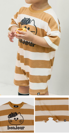 UBMOM Fall UBMOM BOLD STRIPE ROMPER(3/4 SLEEVE)
