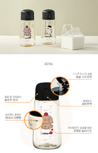 UBMOM Mong & Mongza safety ppsu one touch straw cup (360ml)