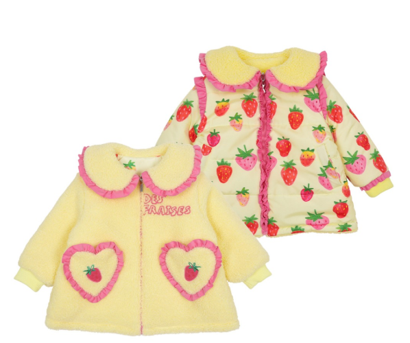 BEBEBEBE WINTER Strawberries collar frill reversible jacket