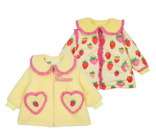 BEBEBEBE WINTER Strawberries collar frill reversible jacket