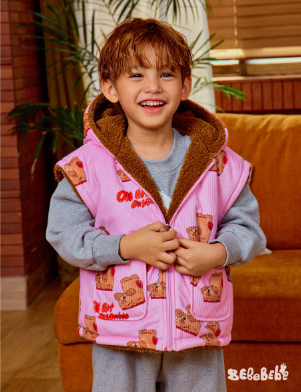 BEBEBEBE WINTER Puppyboots reversible sleeveless hoodie vest