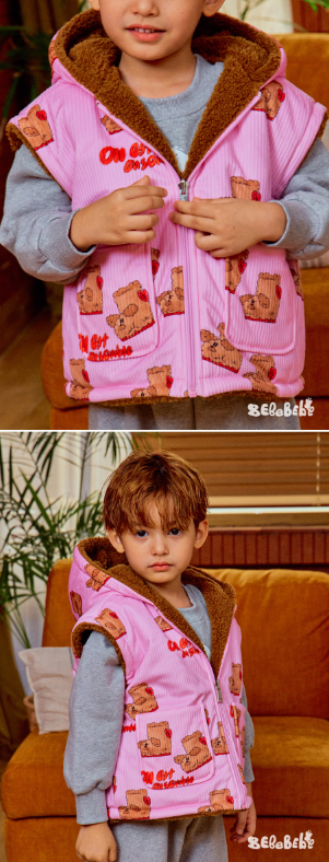 BEBEBEBE WINTER Puppyboots reversible sleeveless hoodie vest