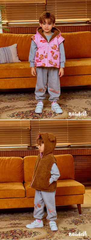 BEBEBEBE WINTER Puppyboots reversible sleeveless hoodie vest