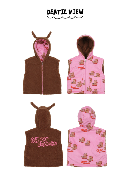 BEBEBEBE WINTER Puppyboots reversible sleeveless hoodie vest