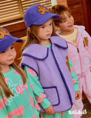 BEBEBEBE WINTER PRE Teddy bear collar pocket vest