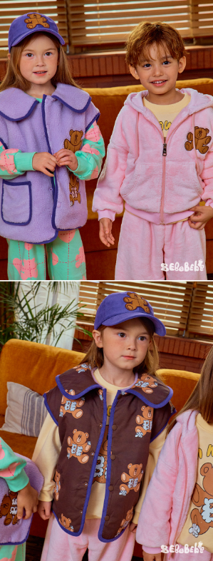 BEBEBEBE WINTER PRE Teddy bear collar pocket vest