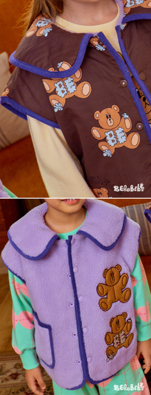 BEBEBEBE WINTER PRE Teddy bear collar pocket vest