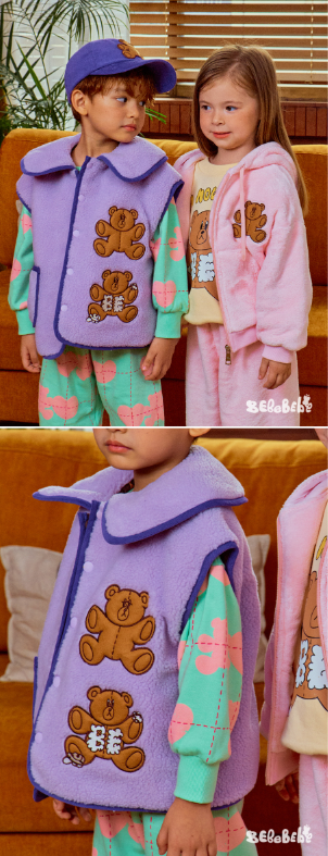 BEBEBEBE WINTER PRE Teddy bear collar pocket vest