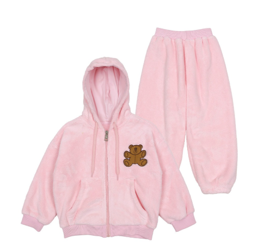 BEBEBEBE WINTER Teddy bear fleece hoodie set