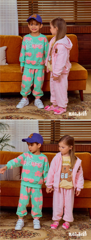 BEBEBEBE WINTER Teddy bear fleece hoodie set