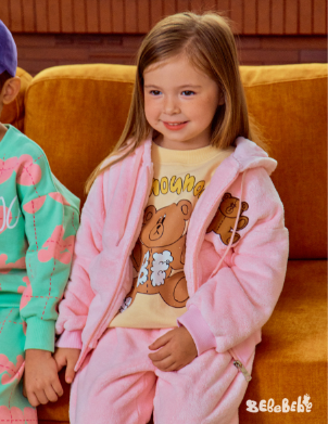 BEBEBEBE WINTER Teddy bear fleece hoodie set