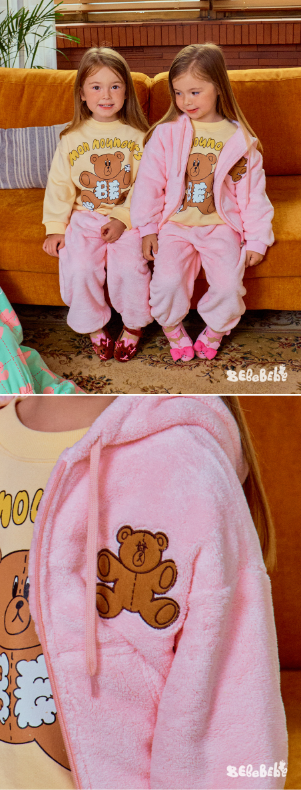 BEBEBEBE WINTER Teddy bear fleece hoodie set