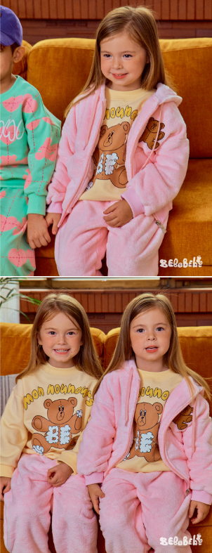 BEBEBEBE WINTER Teddy bear fleece hoodie set