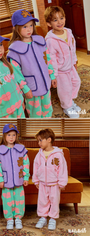 BEBEBEBE WINTER Teddy bear fleece hoodie set
