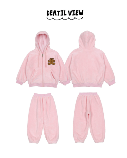 BEBEBEBE WINTER Teddy bear fleece hoodie set
