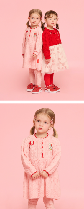 BEBE DE PINO Ribbon bunny baby cable sweater dress