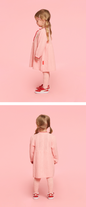 BEBE DE PINO Ribbon bunny baby cable sweater dress