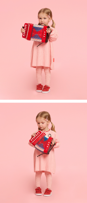 BEBE DE PINO Ribbon bunny baby cable sweater dress