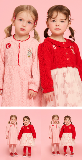 BEBE DE PINO Ribbon bunny baby cable sweater dress