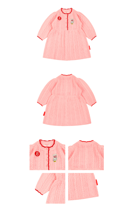 BEBE DE PINO Ribbon bunny baby cable sweater dress
