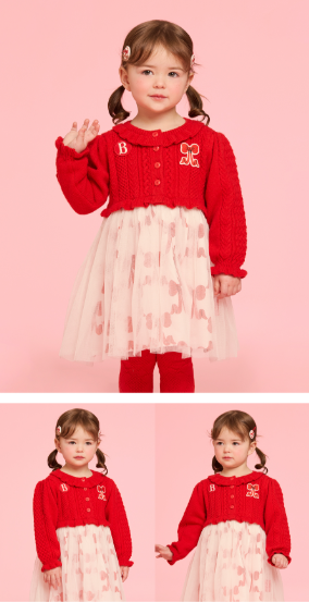 BEBE DE PINO All over puff ribbon baby tutu sweater dress
