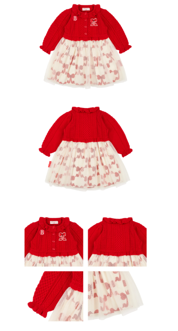 BEBE DE PINO All over puff ribbon baby tutu sweater dress