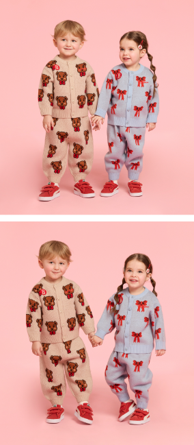BEBE DE PINO All over ribbon baby sweater pants