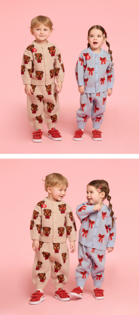 BEBE DE PINO All over ribbon baby sweater pants