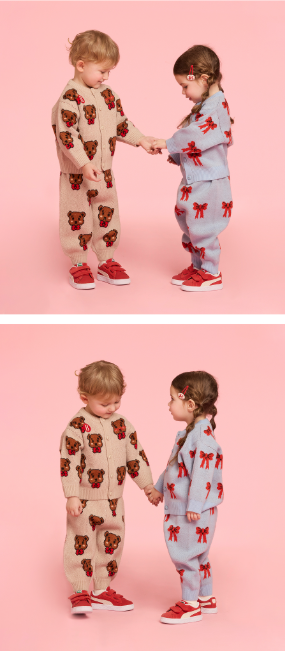 BEBE DE PINO All over ribbon baby sweater pants