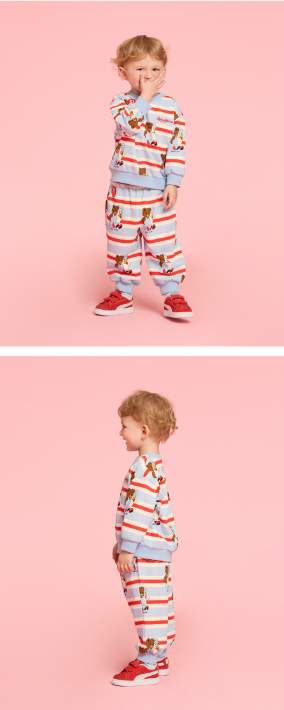 BEBE DE PINO 	All over teen friends baby stripe sweatpants