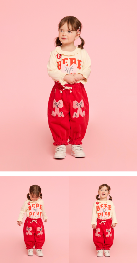 BEBE DE PINO Puff ribbon baby frill long sleeve tee