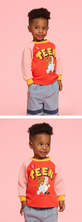 BEBE DE PINO Teen friends baby color block raglan tee
