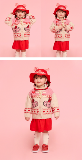 BEBE DE PINO Ribbon bunny baby check frill dress