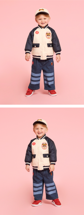BEBE DE PINO Twin bears baby reversible padding jumper