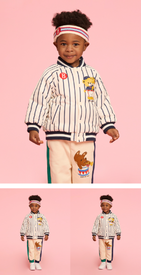 BEBE DE PINO Twin bears baby reversible padding jumper