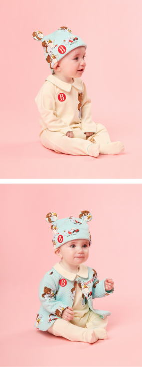 BEBE DE PINO All over teen friends newborn overall set