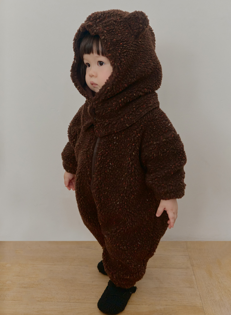UBMOM FLUFFY BEAR ONE-PIECE HAT SET_BR_80