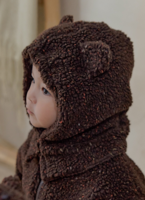UBMOM FLUFFY BEAR ONE-PIECE HAT SET_BR_80