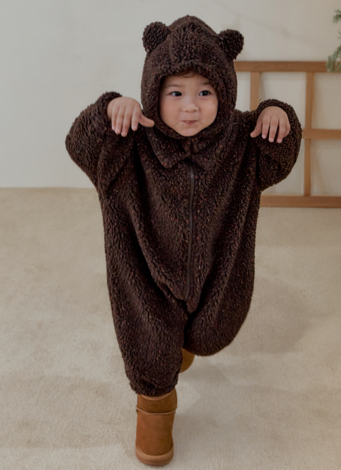 UBMOM FLUFFY BEAR ONE-PIECE HAT SET_BR_80