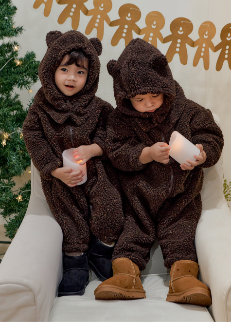 UBMOM FLUFFY BEAR ONE-PIECE HAT SET_BR_80
