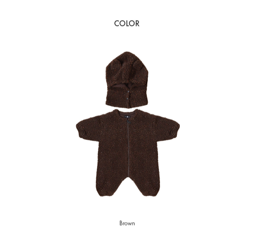 UBMOM FLUFFY BEAR ONE-PIECE HAT SET_BR_80