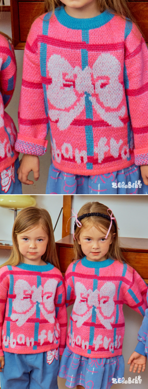 BEBEBEBE WINTER Check ribbon knit