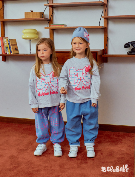 BEBEBEBE WINTER Check ribbon t-shirt