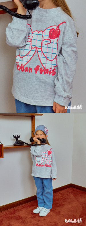BEBEBEBE WINTER Check ribbon t-shirt