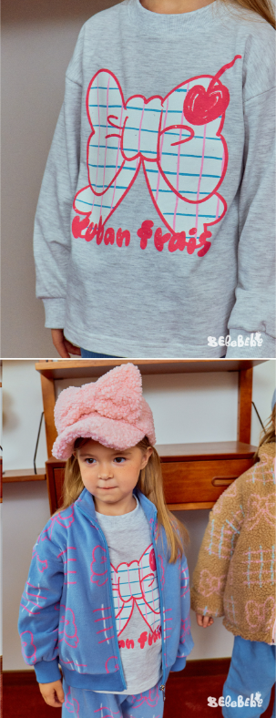 BEBEBEBE WINTER Check ribbon t-shirt